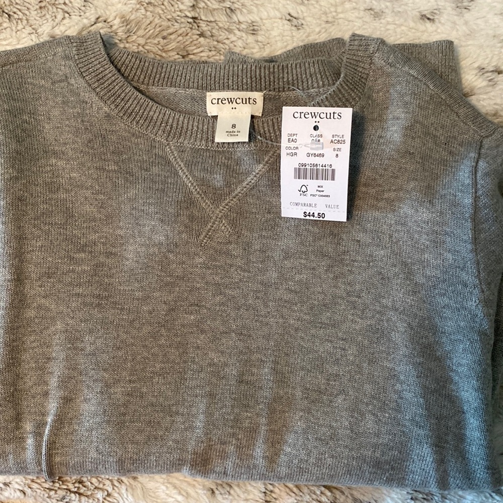 Brand new with tags boys size 8 crew it’s sweater